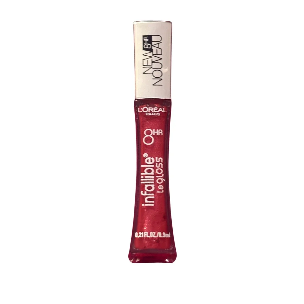 L'Oreal Infallible Le Gloss 0.21oz 340 Cherry Flash Red Shimmer‎ 8HR Lip Gloss